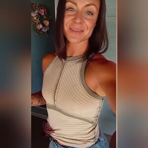 Striped Beige and Olive Women's Top